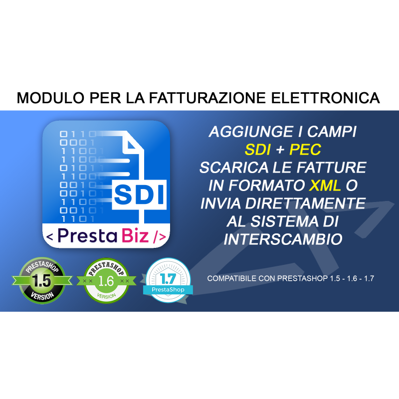 Fatturazione Elettronica + Invio SDI per Prestashop